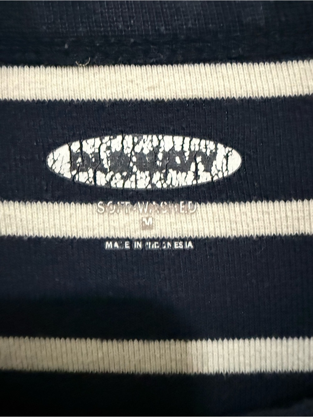 Old Navy Men's Striped Knit Crew Neck Long Sleeve Soft Cotton Tee Navy/White M - Picture 2 of 4